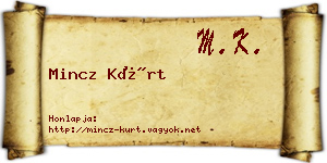 Mincz Kürt névjegykártya